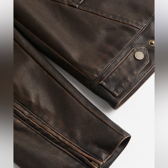H&M Dark Brown Coated Faux Leather Jacket - Picture 4 of 5